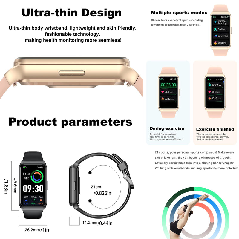 ZPIMY 1.47" AMOLED Smart Watch for Women, Mens Smartwatches,Fitness Tracker Smartwatch for Android iPhones, Digital Watches Step Counter, 2 Straps (Gold) Gold
