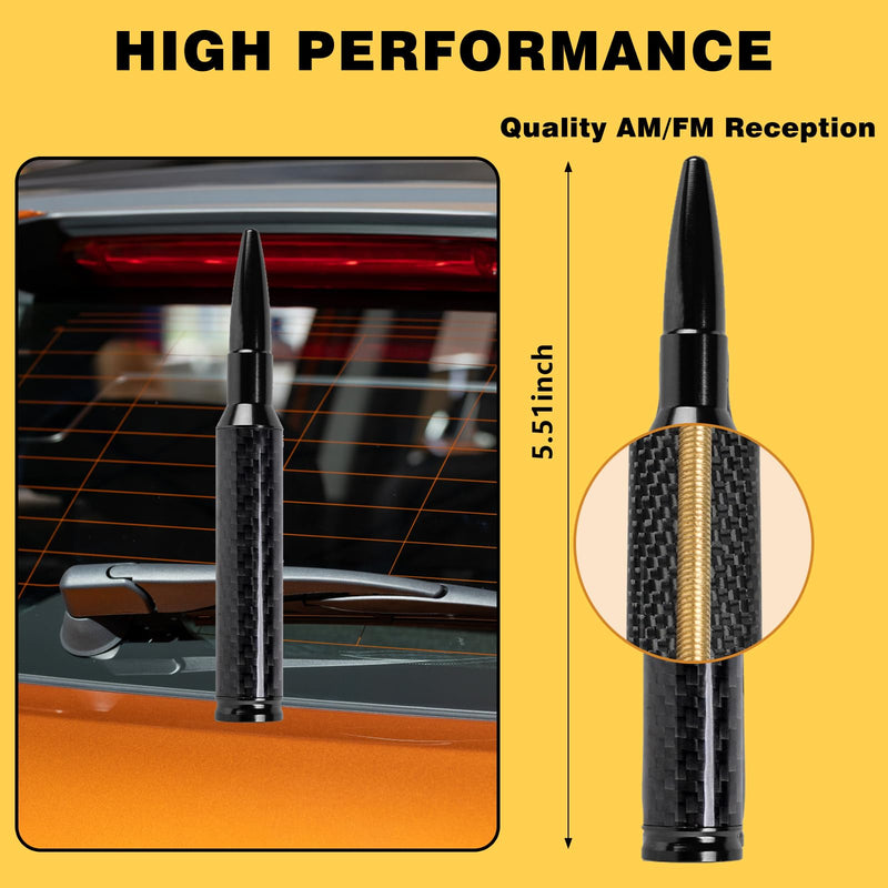 [AUSTRALIA] - Carbon Fiber Truck Antenna for Chevy Silverado 1500 2500 3500 & GMC Sierra 1999-2025,Chevy Silverado Antenna Truck Accessories,Short Car Video Antennas (5.5''-Black Carbon Fiber 50 Cal Bullet) Black 5.5 inch 