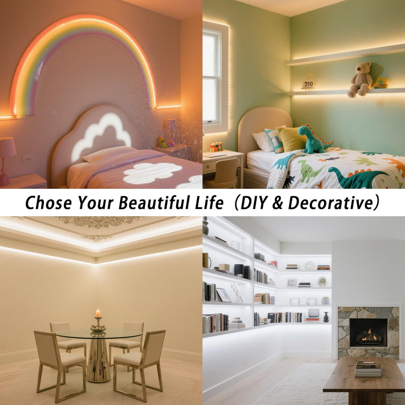 [AUSTRALIA] - 16.4ft Dimmable White LED Strip Light Kit, Dimmable 3000K-6500K, 24V Strip Lights with Remote Control, Flexible LED Strip Light, Eye Protection for Bedroom, Home Lighting, Mirror, Kitchen, Bar Cabinet Multicolor 16.4FT 