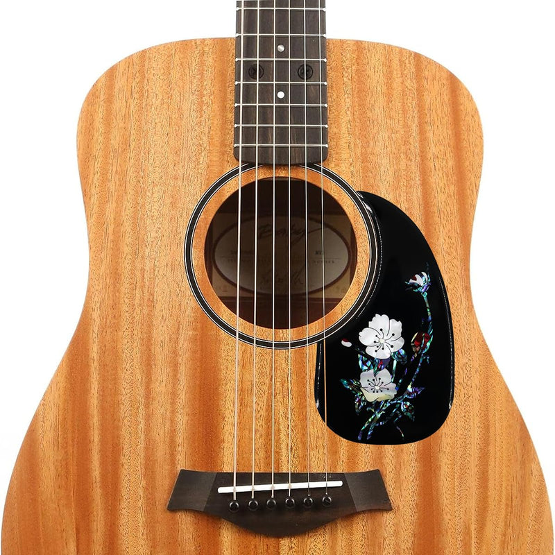 [AUSTRALIA] - Acoustic Guitar Pickguard Thick Pick Guard Inlaid Abalone Flower for Most Martin Acoustic Guitar (Black) Black 