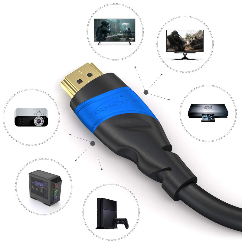 [AUSTRALIA] - KabelDirekt – 8K / 4K HDMI Cable – 1.5ft & More HDMI Cables (0.5ft–75ft) – German-Engineered HDMI Cord – Supports 10K/8K@60Hz/4K@120Hz – HDMI Cable for HDTV, PC, PS5, Xbox, Switch 1.5 ft 1-Pack Black/Blue 