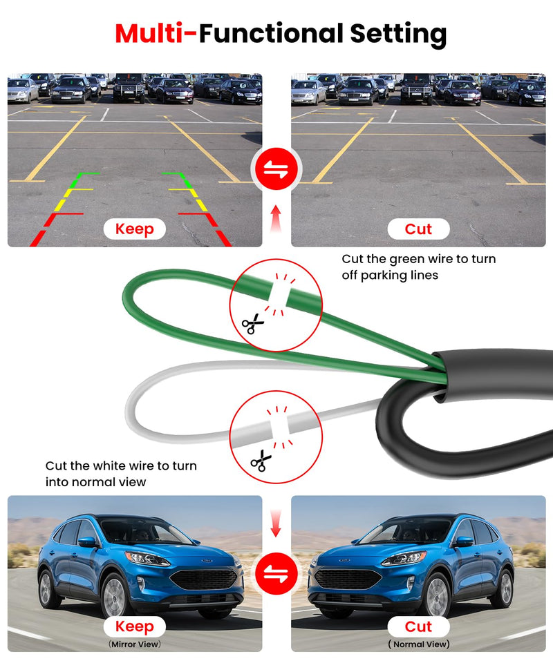 AUTO-VOX Backup Camera for Car Easy Setup Plug-Play: 4.8" 1080P No-Delay Clear Night Vision Rear View Camera, IP69K Waterproof 3X Zoom Back Up Camera Systems for Truck SUV Pickup Van