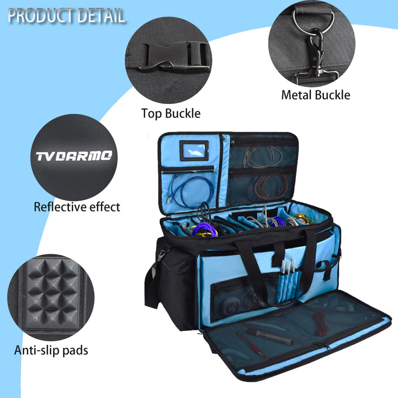 DJ Equipment Cable Bag - Gig Bag with Detachable Padded Bottom and 8 Dividers - Case for Musical Accessories, Cords, Gear, Sound Equipment