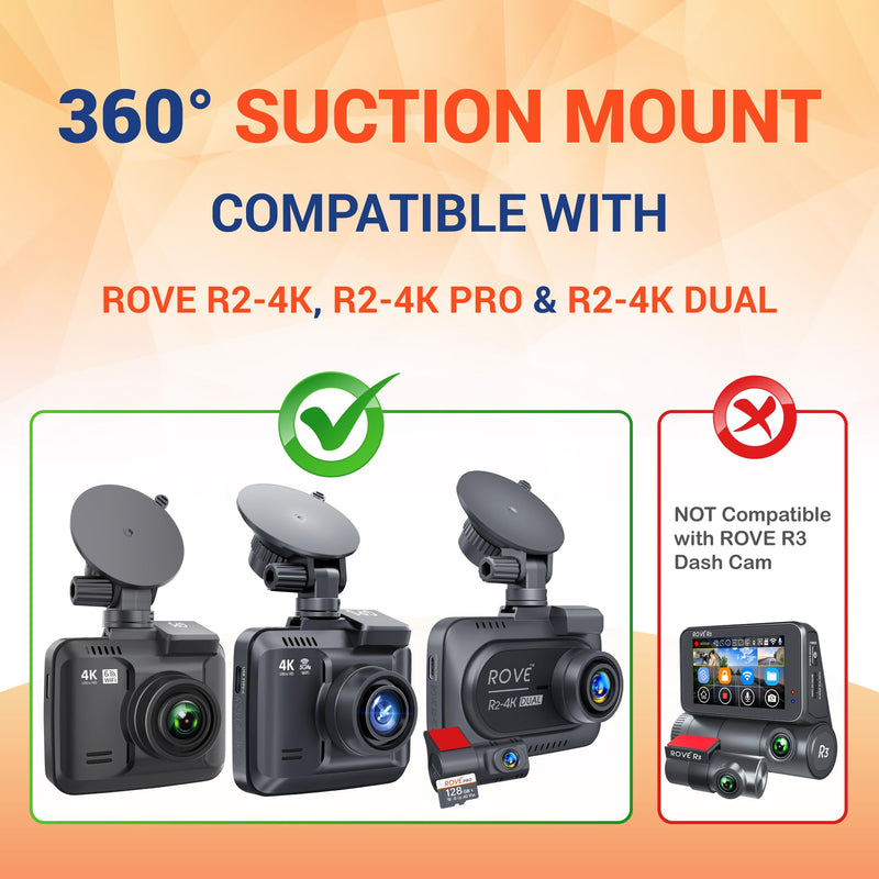 [AUSTRALIA] - ROVE Suction Cup Mount for R2-4K, R2-4K PRO and R2-4K Dual Dash Cam Models 