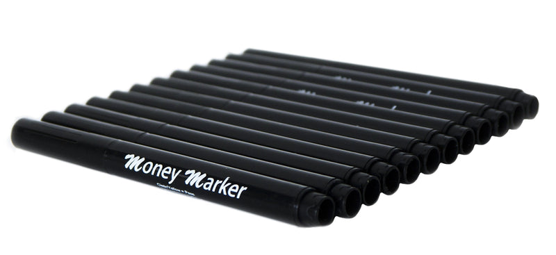 Money Marker (12 Pens) --- Counterfeit Bill Detector Pen with Upgraded Chisel Tip - Detects Fake Counterfit Bills, Universal Currency Detectors Pack
