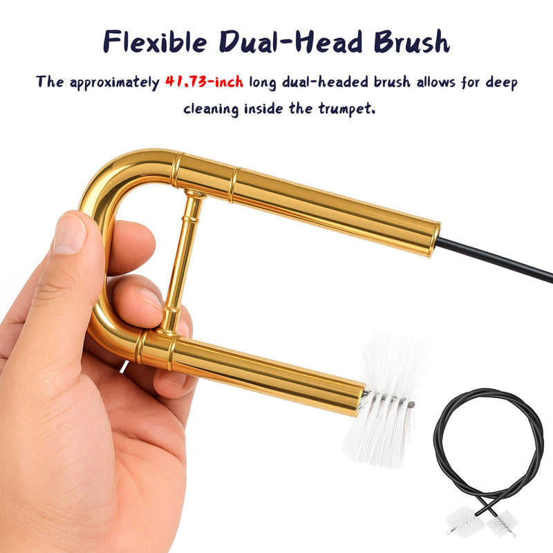 Trumpet Cleaning Kit, Clean and Care Horn, Trumpet Valve Oil Kit with Valve Oil, Slide Grease, Cork Grease, Cleaning Cloth, Mouthpiece/Valve/Bore Brushes, Polishing Cloth