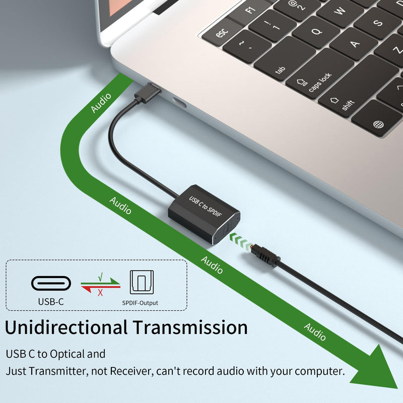 USB C to SPDIF Output Adapter, Hdiwousp Type C to Optical Audio Adapter with 48KHz/16bit DAC for MacBook Pro/Air Mac Pro/Mini iMac Laptop Samsung Note 20/10 S23/S22/S21/S20 USB C TO SPDIF