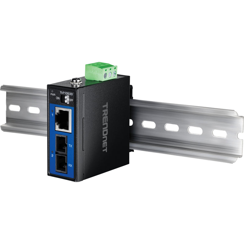 TRENDnet Industrial 100Base-FX Single-Mode SC Fiber Converter, TI-F10S30, | Hardened IP50 Rated 100Base-T Ethernet to 100Base-FX Converter, NDAA & TAA Compliant 30 KM