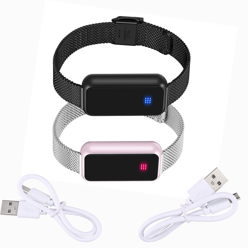 Long Distance Touch Bracelets Set of 2 - Lovers Are Closer Than Ever, No Matter Where They Are/Send SOS SMS ,For Couples Lovers Family Friends, Cheap Relationship Couples Gifts Pink(Bluetooth)
