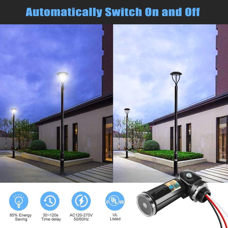 Greluma 2Pcs Dusk to Dawn Photocell Sensor Switch Photoelectric Switch Waterproof IP65 Photocell for Outdoor Lights 110V 120V 220V 240V Input