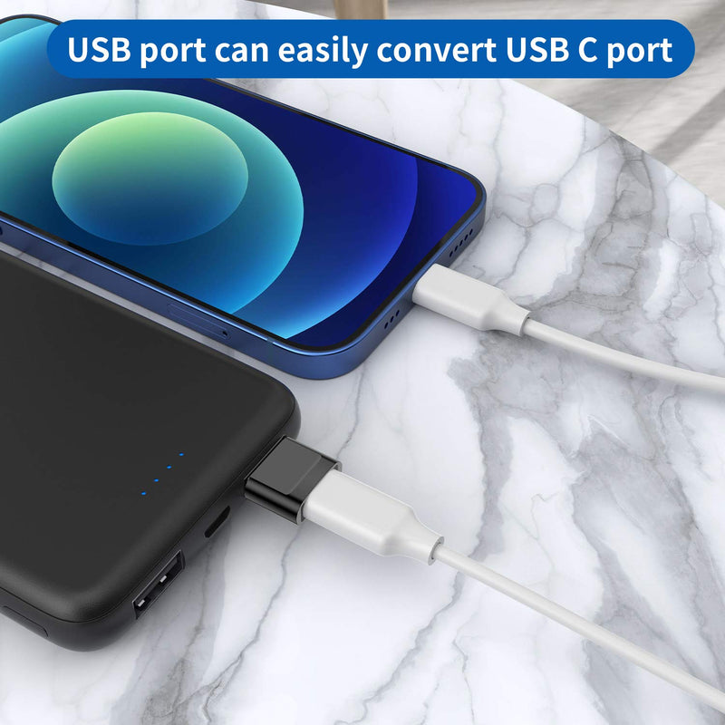 USB C Female to USB Male Adapter 4-Pack,Type C to USB A Charger Cable Adapter,Compatible with iPhone 11 12 13 Pro Max,iPad 2020,Samsung Galaxy Note 10 S20 Plus S20+ Ultra,Google Pixel 4 3 2 XL(Black) Black