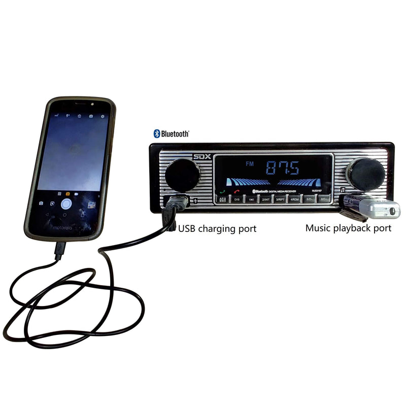 SDX Audio Bluetooth Radio Receiver, MP3 Player with USB Charger, MP3/USB, Aux-in, Built-in Microphone Hands-free, Multi Color Illumination Digital LCD Display Panel, Car Stereo Receiver with Bluetooth