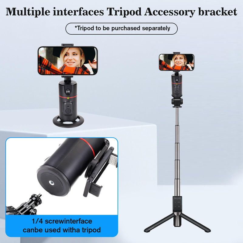 Auto Face Tracking Tripod,360°Rotation Phone Camera Mount Smart Shooting Holder with Remote Selfie Stick,No App,Gesture Control,with 2pcs LED Light