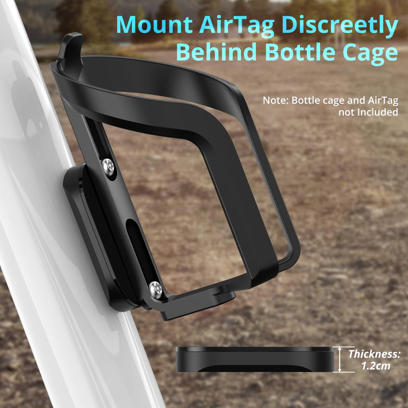 Bike Mount for AirTag, Waterproof Protective Aluminum Alloy Holder Hides AirTag Under Bicycle Bottle Cage, Bike GPS Tracker, Anti-Theft and Anti-Shake (Security Screws & Allen Key Included)