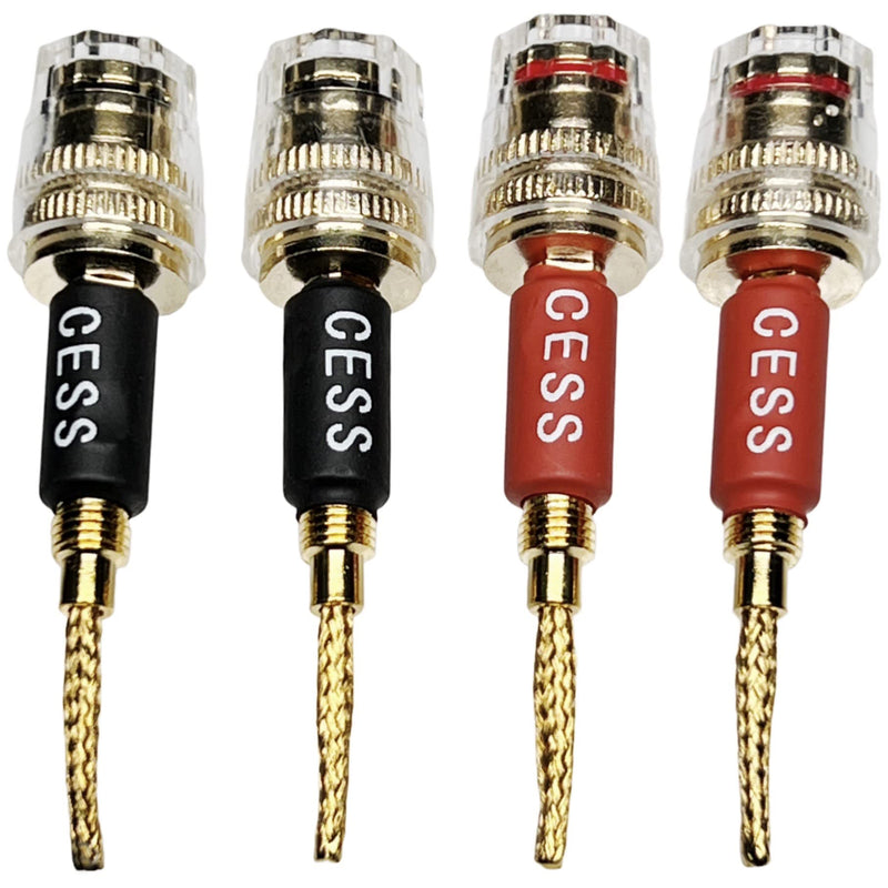 CESS-220 Pin Banana Plug to 4mm Female Banana Jack/Speaker Wire, 4 Pack (Braided-Type to 4mm) Braided-type to 4mm