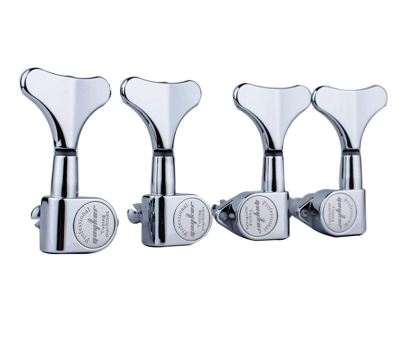 Guyker Guitar Bass Tuners (2R + 2L) - 1:17 Ratio Headstock Sealed Tuning Key Pegs Machine Head Replacement for Electric Jazz Bass or Precision Instruments - Chrome 2R + 2L