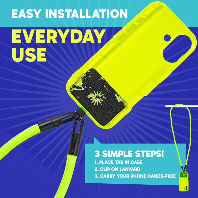 SteepLab Highlighter Case + Freehand Crossbody Lanyard Bundle for iPhone 17 - Hands-Free Carry with Bold Color Protection - Neon Noise