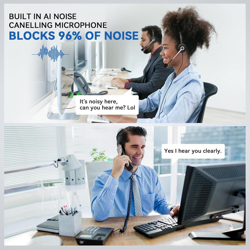 [AUSTRALIA] - Wantek Phone Headset with Microphone Noise Cancelling, Telephone Headsets 2.5MM Jack Compatible with Panasonic AT&T RCA Vtech Uniden Dect Cisco SPA Polycom Cordless Phones for Call Center Office Work 681-2.5mm 