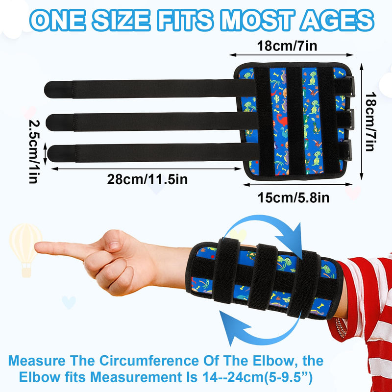 2 PCS Thumb Sucking Deterrent, Blue Dinosaur Thumb Guard for Kids Toddlers Nail Biting Treatment, Anti Nose Picking, Scratching Face, Elbow Immobilizer for Boys Girls, Finger Sucking Prevention