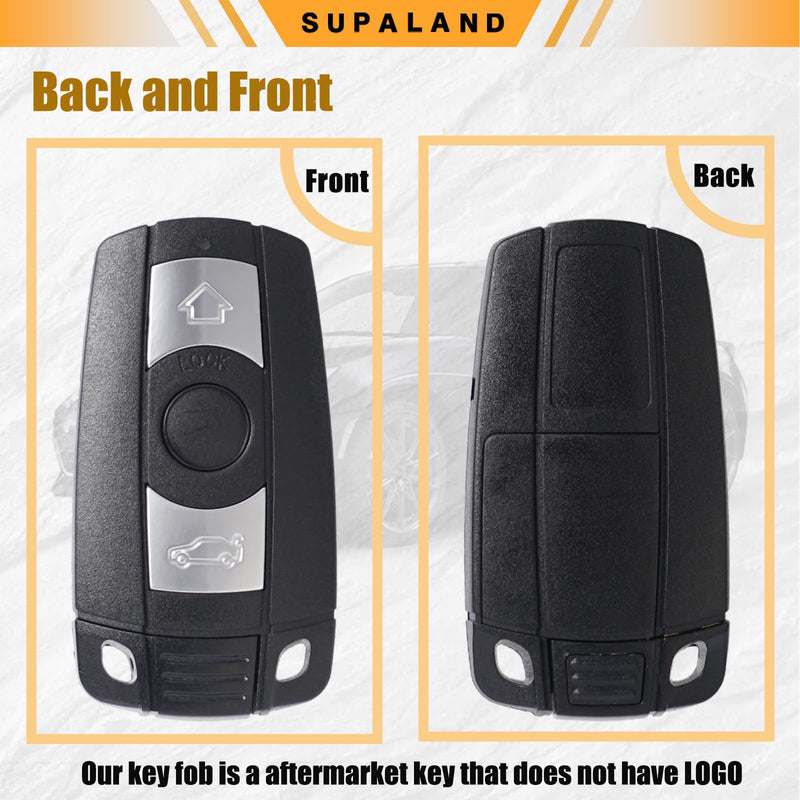 SUPALAND Key Fob Replacement for 2006-2011 BMW 3 5 Series, 325i, 328i, 330i, 335i, 525i, 528i, 530i, 535i, 550i & More Keyless Entry Remote Control Start (KR55WK49127, 3 Btn,2pcs)