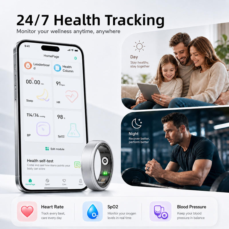 Smart Ring for Women & Men, IP68 Waterproof Fitness Tracker Ring with Heart Rate, Blood Oxygen & Sleep Monitor, Health Tracker Ring Compatible with iOS & Android, No Subscription Fee #7
