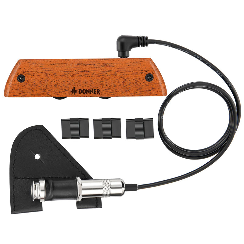 Donner Acoustic Guitar Pickup, DSS-6 Guitar Pickups Passive Mahogany Soundhole Pickup with Humbucker Volume Tone Control, Fits 3.8” to 3.94” Soundhole Diameter