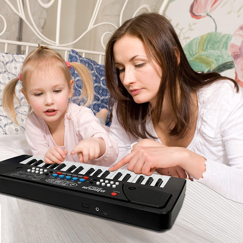 Piano Keyboard for Kids, EOOLEOW 37 Keys Portable Electronic Piano for kids with Microphone - Music Keyboard Piano Toys for 3 4 5 6 7 8 9 Year Old Boys and Girls (Black) Black