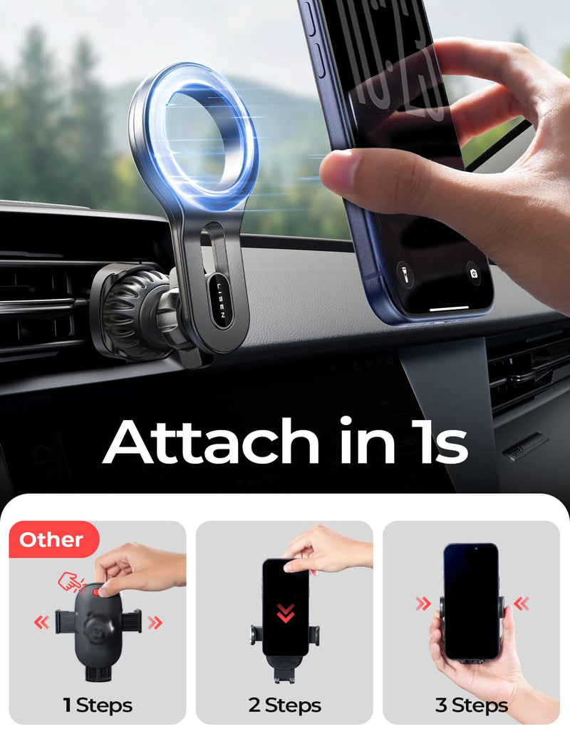 LISEN for MagSafe Car Mount [Black and Purple] Magnetic Phone Holders for Car Air Vent Phone Mount [Ultra-Magnetic] Cell Phone Holder Car Accessories for Men Women fit iPhone 17 16 15 14 Pro Max