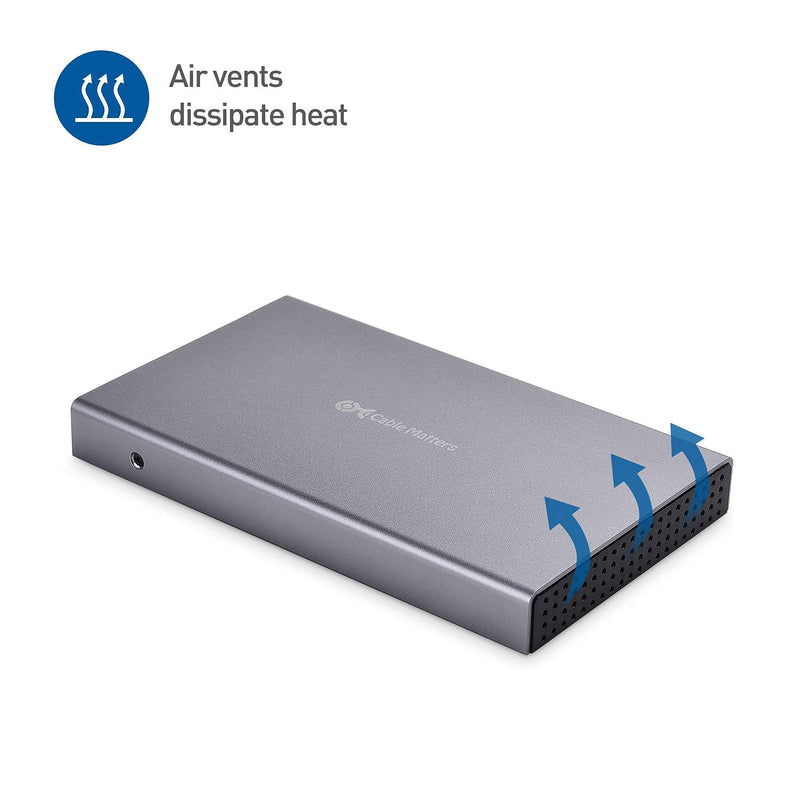 Cable Matters Premium Aluminum 10Gbps Gen 2 USB C Hard Drive Enclosure for 2.5" SSD/HDD with USB-C and USB-A Cables - Thunderbolt 3 Port Compatible & USBC to SATA Adapter