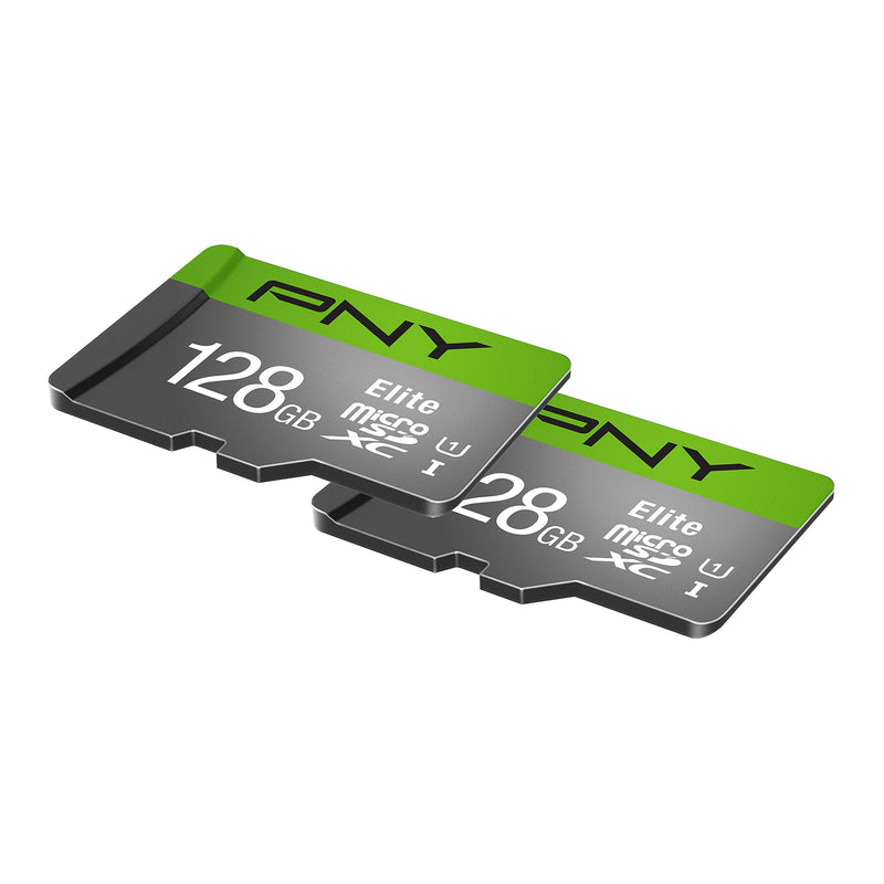 PNY 128GB Elite Class 10 U1 microSDXC Flash Memory Card 2-Pack - 100MB/s, Class 10, U1, Full HD, UHS-I, micro SD FLASH CARD - 2 PACK