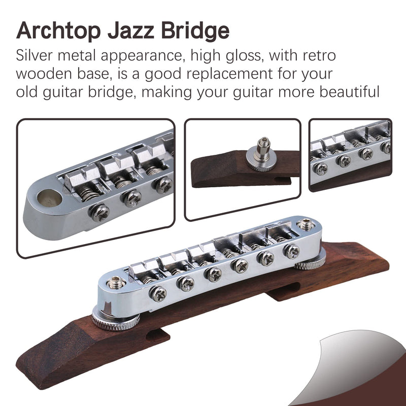 [AUSTRALIA] - Bstinay 15mm Width 137mm Length Rosewood Archtop Jazz Acoustic Guitar Tunomatic Bridge with Saddles 