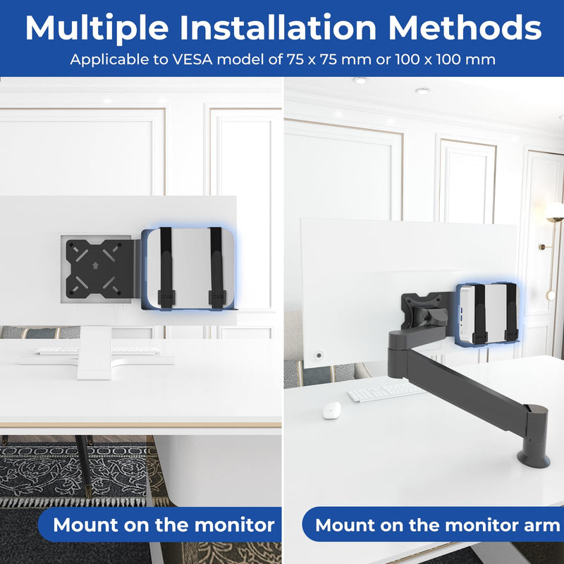 Universal Mount for Geekom Mini PC Mount, for Geekom A6, A5, ‎A8, AX8 Max,A9, IT13 Mini PC, Vesa Mount/Connect VESA Arm, Mounts on The Back of a Monitor with Screws, Black