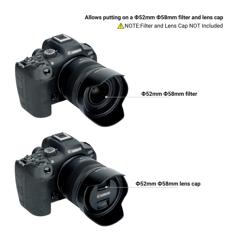 Lens Hood for Canon RF 24mm F1.8 Macro is STM,EF 24mm 2.8 is USM and EF 28mm 2.8 is USM Lens,Reversible Lens Shade Replace Canon EW-65B Lens Hood, Compatible with 52mm 58mm Filters and Lens Cap Replace Can. EW-65B