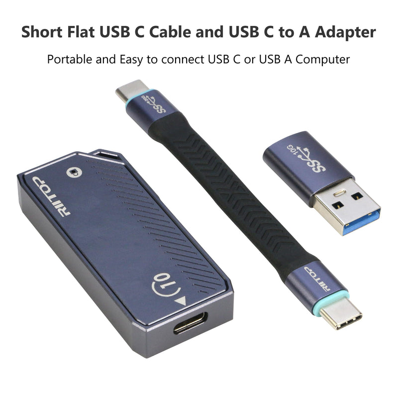 M.2 2230 Enclsoure 10Gbps, RIITOP Small M.2 NVMe to USB-C Reader with Aluminum Case for Both (M Key) NVMe and (B+M Key) SATA SSD only in Size 22x30mm