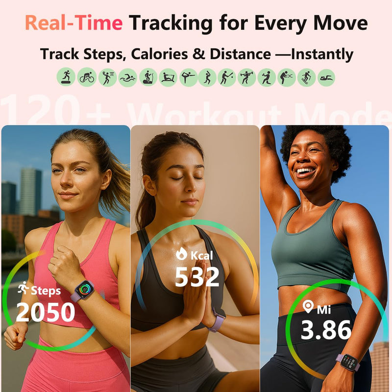 MorePro Fitness Tracker with 24/7 Heart Rate & Blood Pressure Monitor, Smart Watch with Blood Oxy-gen, Sleep Tracking, Fitness Watch 120+ Sports Modes, Answer/Make Calls for Men and Women Orchid Purple