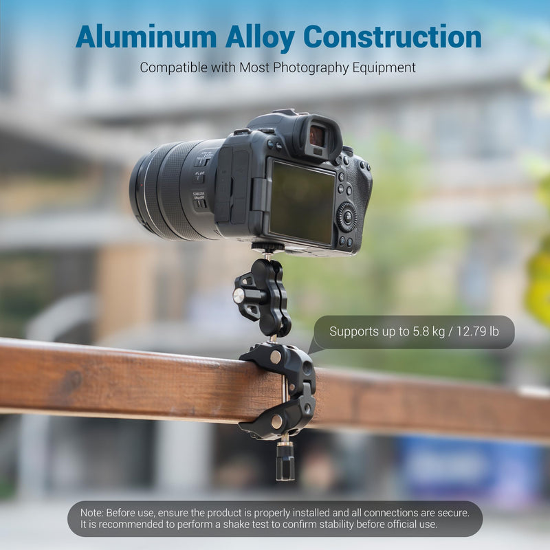 JJC Super Camera Clamp Mount Kit with 1/4'' Ballhead for DSLR DJI Osmo Gopro Hero Insta360 Action Camera Smartphone on Desk Motorcycle Bicycle Bracket Handrail Trolley Cross Bar Flag Vlog Video Record Clamp Kit
