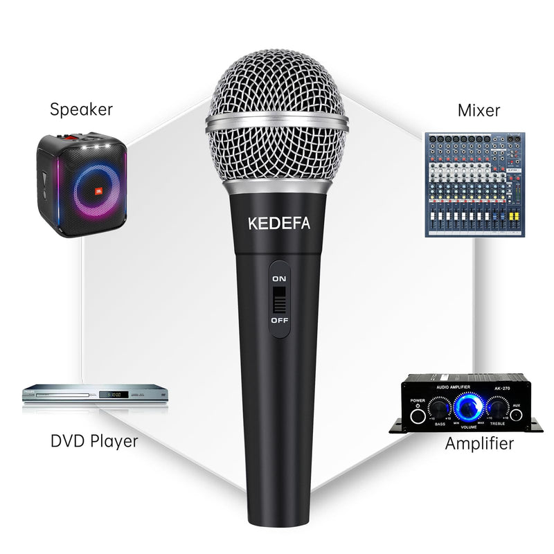 KM58 Handheld Wired Karaoke Microphone, Cardioid Dynamic Vocal Mic with 13.12ft Detachable XLR Audio Cable and ON/Off Switch, for Karaoke Singing Machine, Speaker