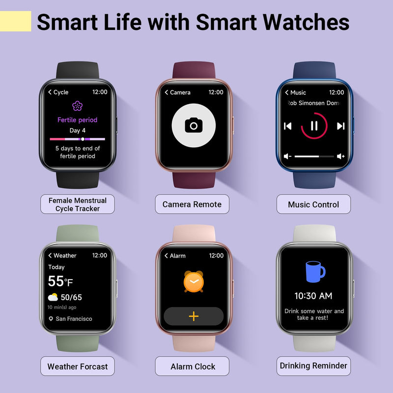 Smart Watch for Women Answer/Make Calls, 1.8'' Fitness Tracker Watch Alexa Built-in, Sleep Heart Rate Monitor, 2024 Ladies Smartwatches 120 Sport Modes 110 Dials, for Android iOS Phone, 2 Packs