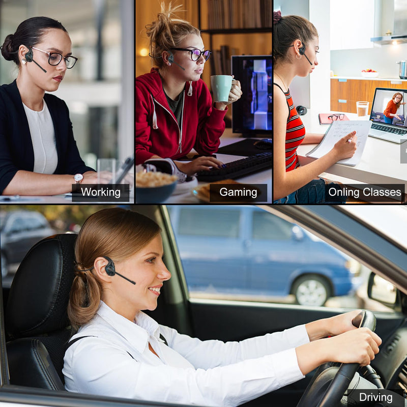 Golvery Latest Bluetooth 5.3 Headset w/DSP Noise Canceling Boom Microphone & Mute for Cellphone, Lightweight Comfort Open Ear Wireless Headphones for PC Laptop Office Meeting Home Working, 10H Cyan