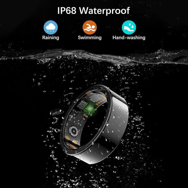 Smart Ring for Women Men, Fit Ring with Heart Rate, Blood Oxygen,Stress, Sleep Tracker, Step Tracker, Fitness Rings No Subscription Fee, IP68 Waterproof Smart Ring for iPhone & Android (Black, 9#) Black 9#