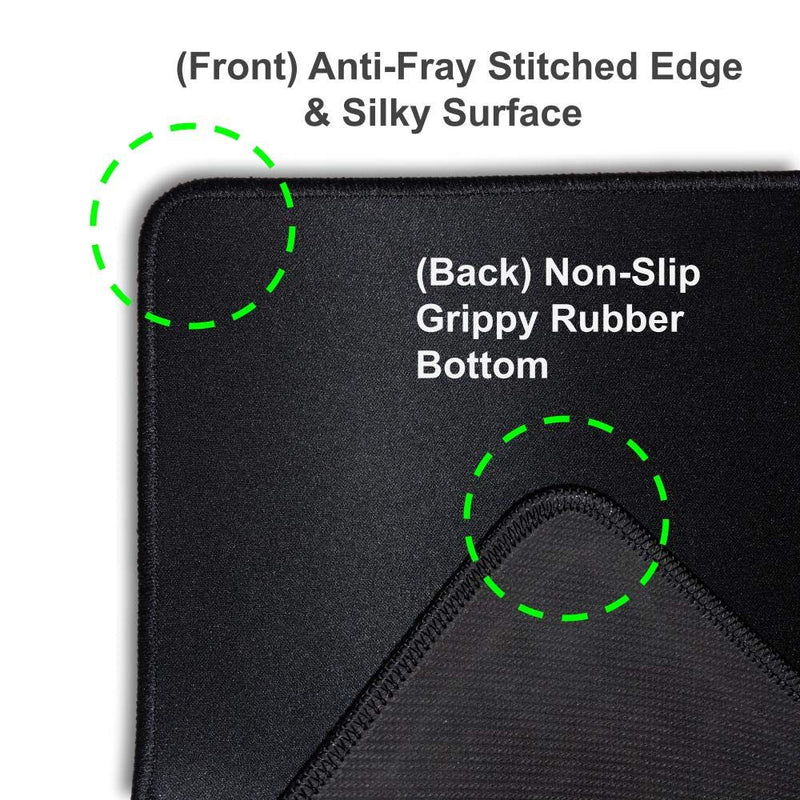 Extended Gaming Mouse Pad - 30.71 x 13.78 in, All DPI Setting, No Logo, Anti-fray Stitched Edges, Non-Slip Rubber Base, Micro-Woven Surface. Large Mouse Pad, Keyboard Mat (Black) by Green2B