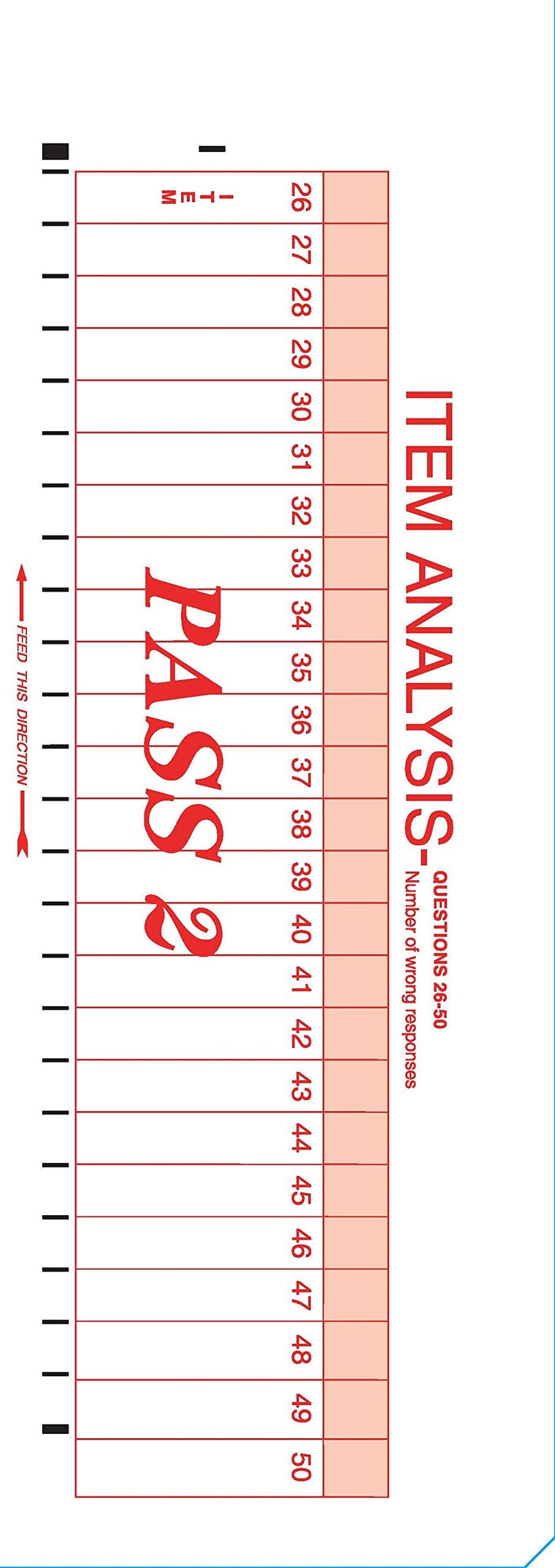 TEST-ITEM50 Item Analysis 9702 50 Question Compatible Testing Forms (100 Pack)