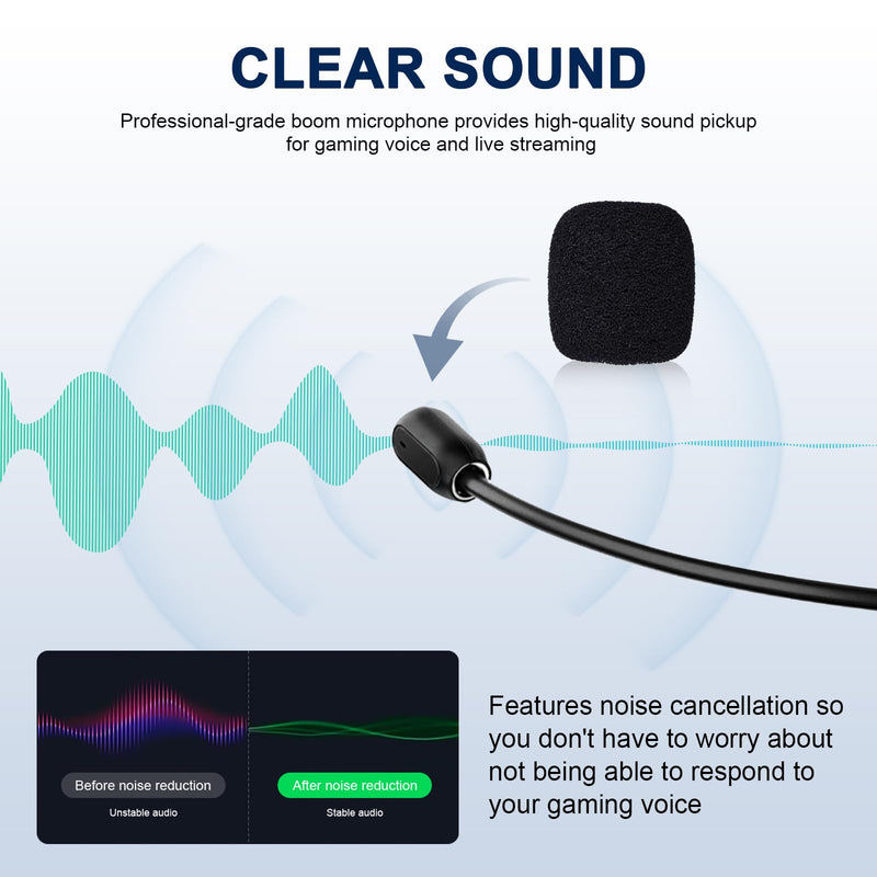 QC45 Microphone Compatible with Bose QC45 Wireless Noise Cancelling Headphones, Boom Gaming Microphone Cable with Mute Switch for PS4, PS5, PC, Xbox One Controller (QC45 Boom Mic, 3.5mm Y-Splitter)