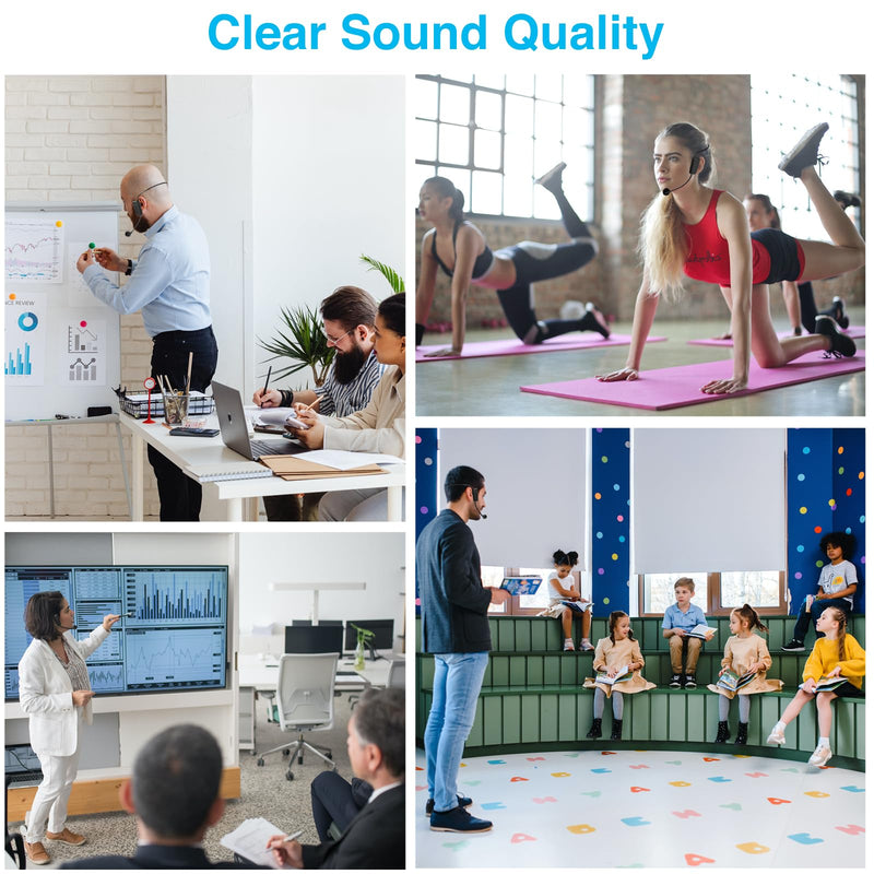[AUSTRALIA] - Wireless Microphone System for 2 People,160ft Range, 2.4G Dual Wireless Headset Mics for Karaoke Speaker, Amplifier, Mic Speakers, PA System, Yoga,Teaching, Fitness 
