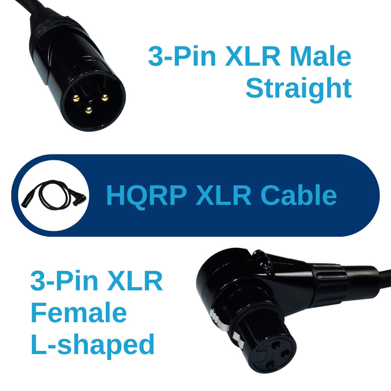 HQRP 2-Pack XLR to XLR Cable 3 Feet, 3-Pin XLR Male Straight to 3-Pin XLR Female Right Angle Cord for Speaker, PA System, PVC Jacket, Mic Cord, XLR Speaker Cable, XLR Microphone Cable, 3 Ft, Black
