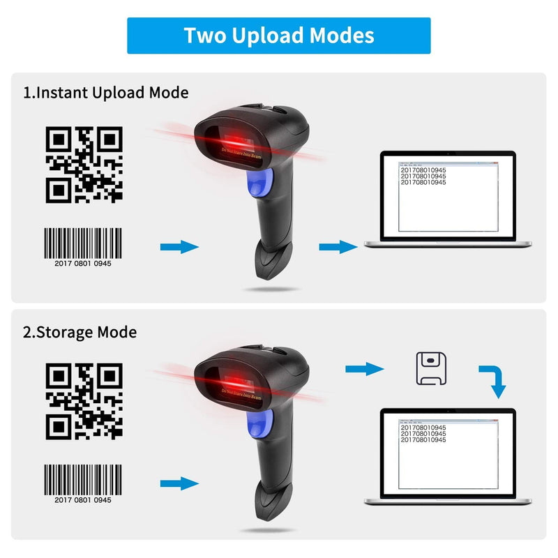 Wireless 1D 2D Barcode Scanner with Stand, NetumScan Portable Automatic QR Code Scanner Supports Screen Scan Handheld CMOS Image Bar Code Reader with USB Receiver for Warehouse POS and Computer 1D & 2D Barcode Scanner