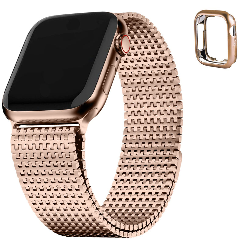 Fullmosa Compatible Mesh Apple Watch Band 44mm/45mm/42mm Silver with Case & Compatible Metal Apple Watch Band 44mm/45mm/42mmwith Case,Silver