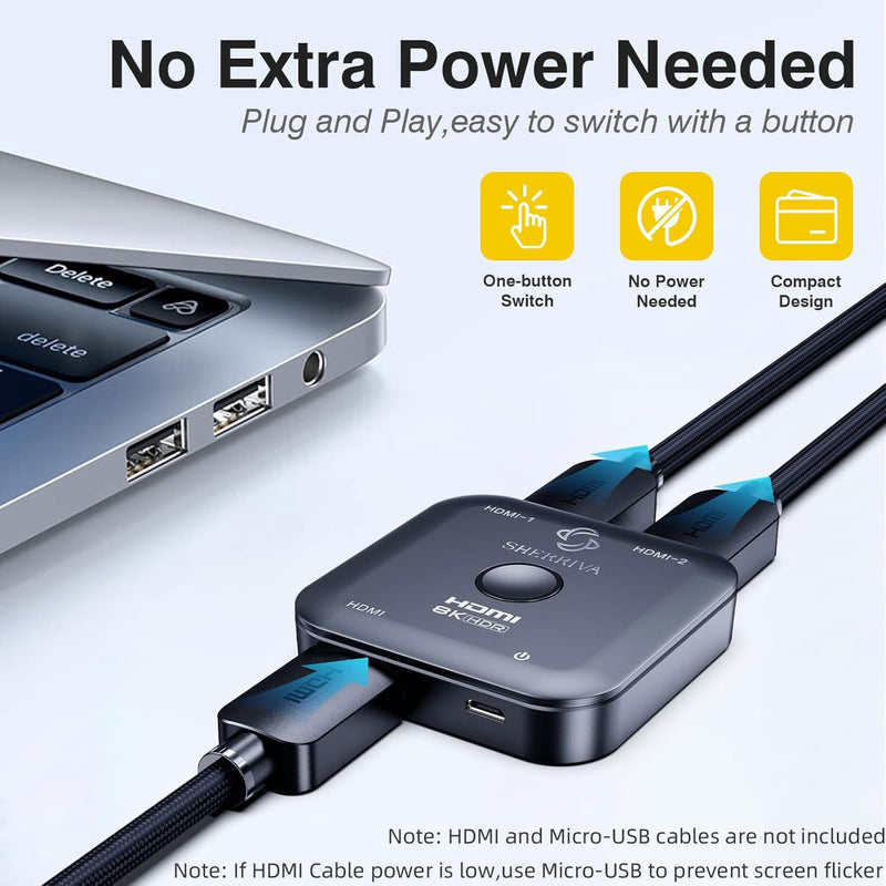[AUSTRALIA] - 10K 8K HDMI Switch – 2 in 1 Out, Bi-Directional HDMI Splitter Switcher, 8K@60Hz, 4K@240Hz, Compatible with PS5, PS4, Xbox, Fire Stick, Apple TV, Projector 