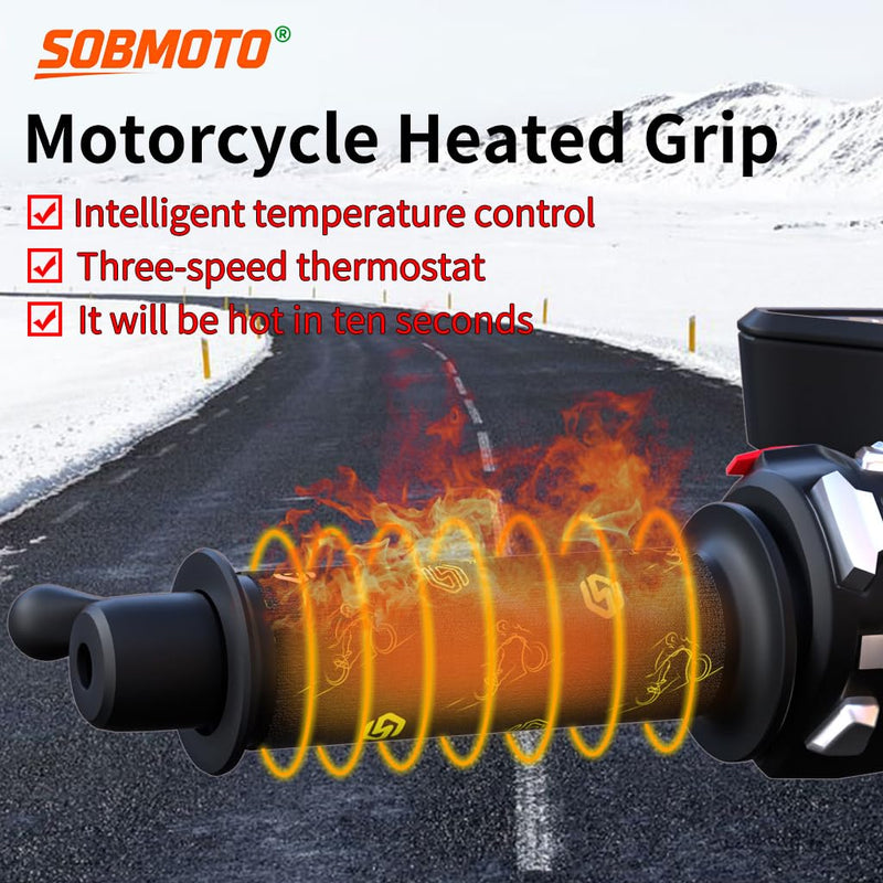 [AUSTRALIA] - 12V Heated Grip Wraps for Motorcycle/ATV/Snowmobile, Direct Battery or Acc Powered, Wrap-Around Design, 3 Heat Levels, IP67 Waterproof, Fits Over Existing Grips (Outer Diameter 1.2"–1.5") 