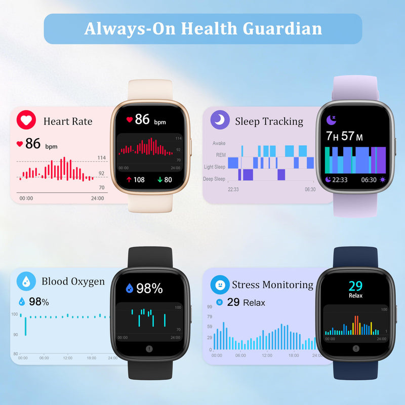 Smart Watch for Women Men, 2026 Upgrade Smartwatch [2 Bands, 44mm case], 1.83" Fitness Tracker Watch Alexa Built-in, Make/Answer Call, HR Sleep Stress Monitor, IP68 Waterproof Step Counter Watch Black